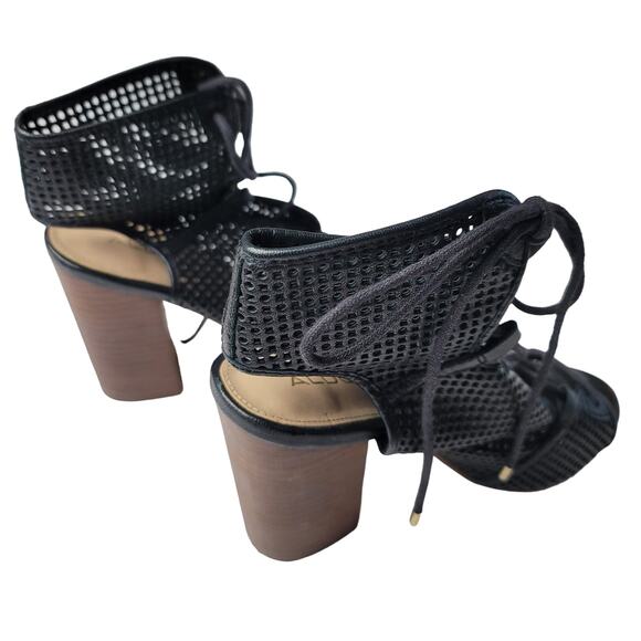 Aldo Alicya Perforated Lace Up Open Toe Block Heel Sandal, Size 8, EUC - Picture 10 of 11